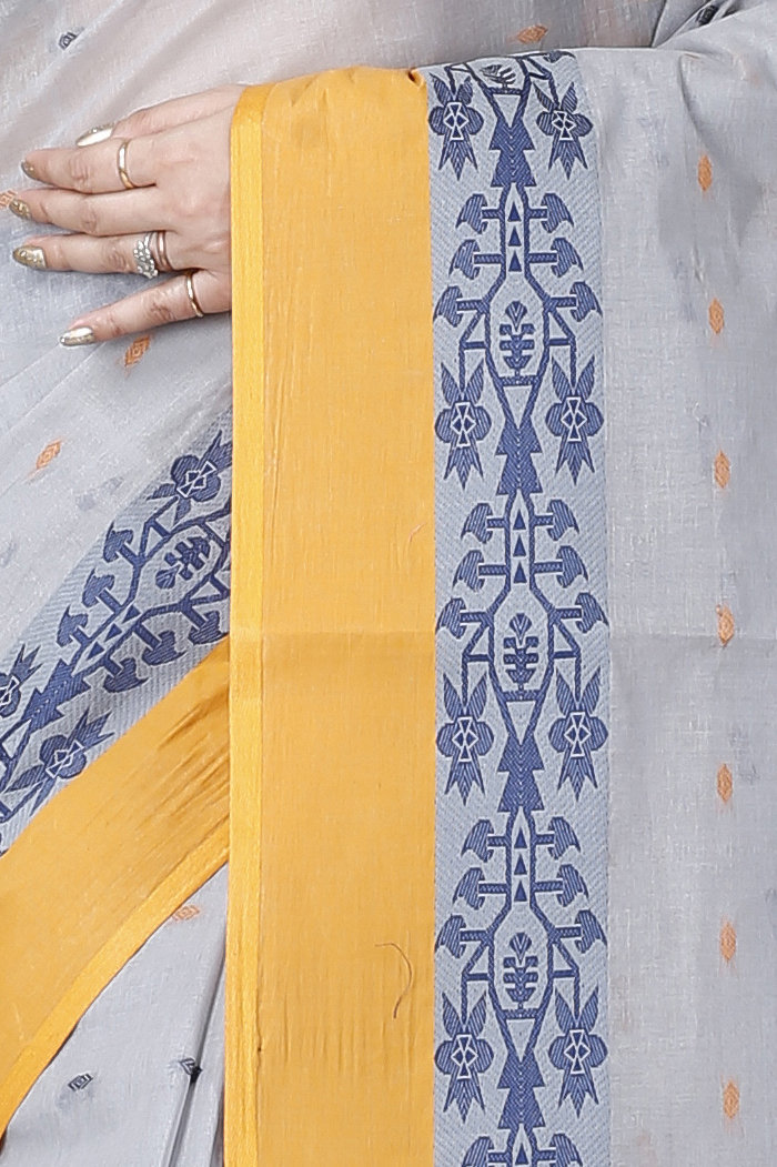 Grey Pure Cotton Apurva Tant Saree (1063)